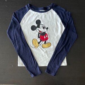 Disney Mickey Mouse Long Sleeve Shirt - Navy and White